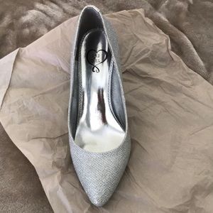 Women’s silver mesh heels
